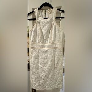 Rebecca Taylor sz 4 Cream Textured Chemise sleeveless pencil dress